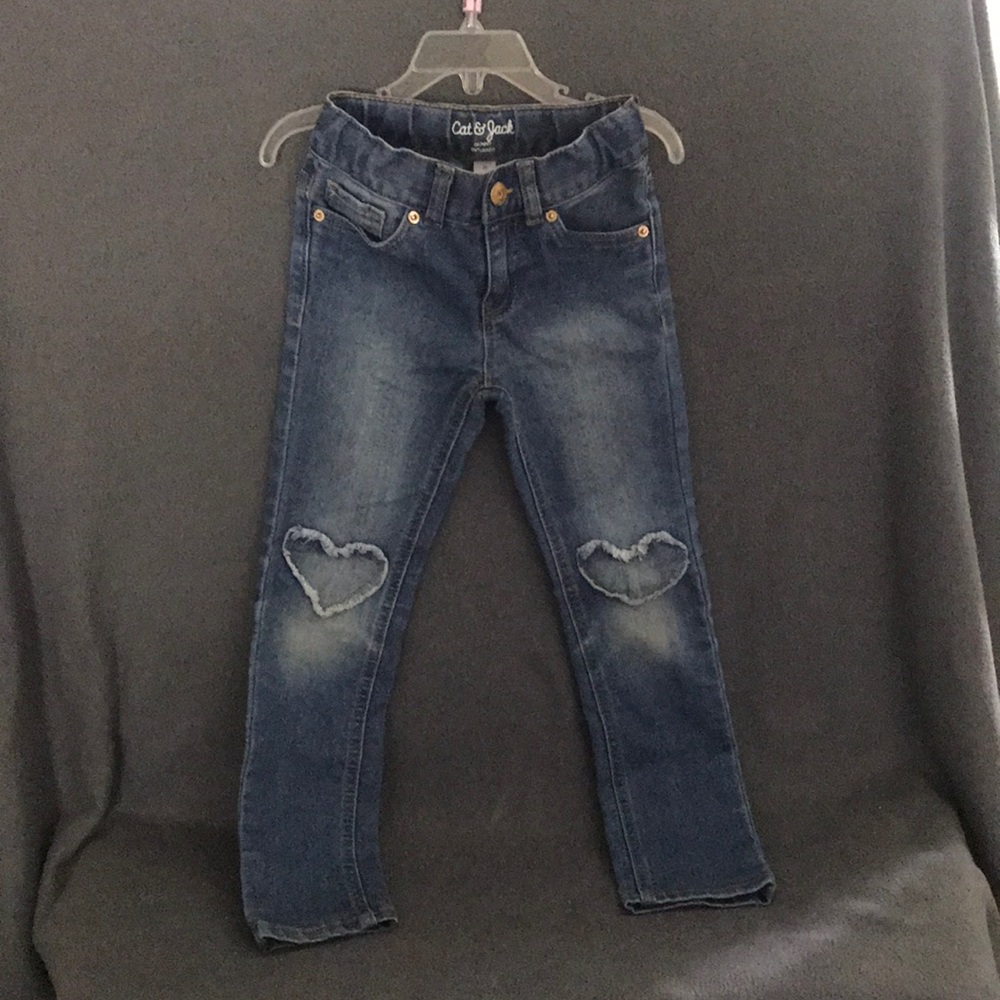 Cat & Jack Denim with Hearts on knees
